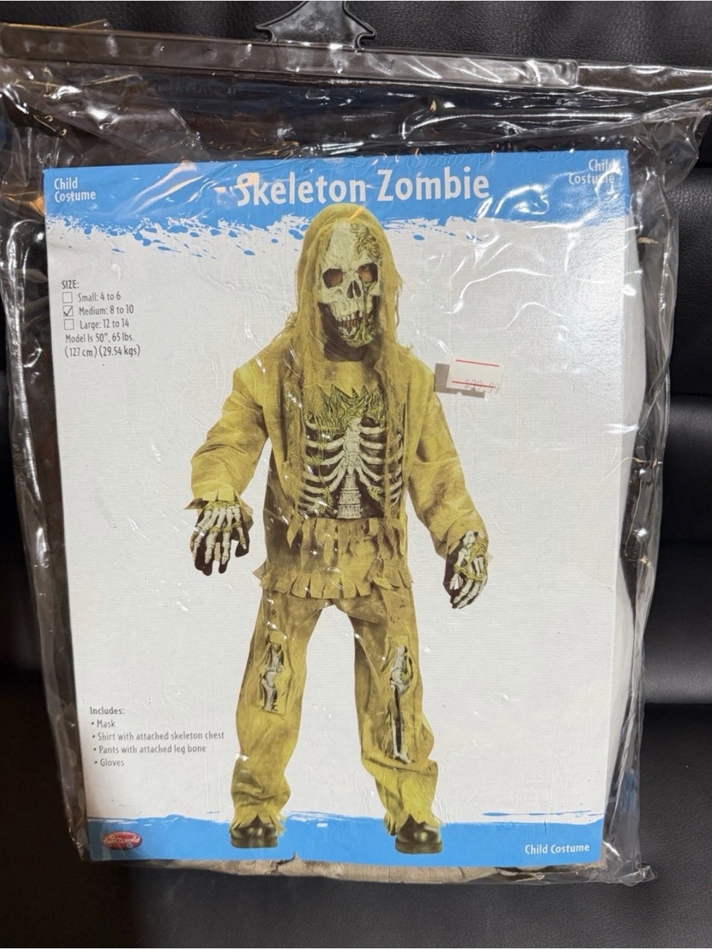 Skeleton Zombie Kids Costume - Yellow Hooded Set